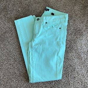 JCrew mint green toothpick jeans size 26